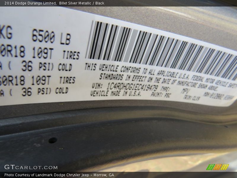 Billet Silver Metallic / Black 2014 Dodge Durango Limited