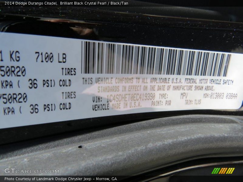 Brilliant Black Crystal Pearl / Black/Tan 2014 Dodge Durango Citadel