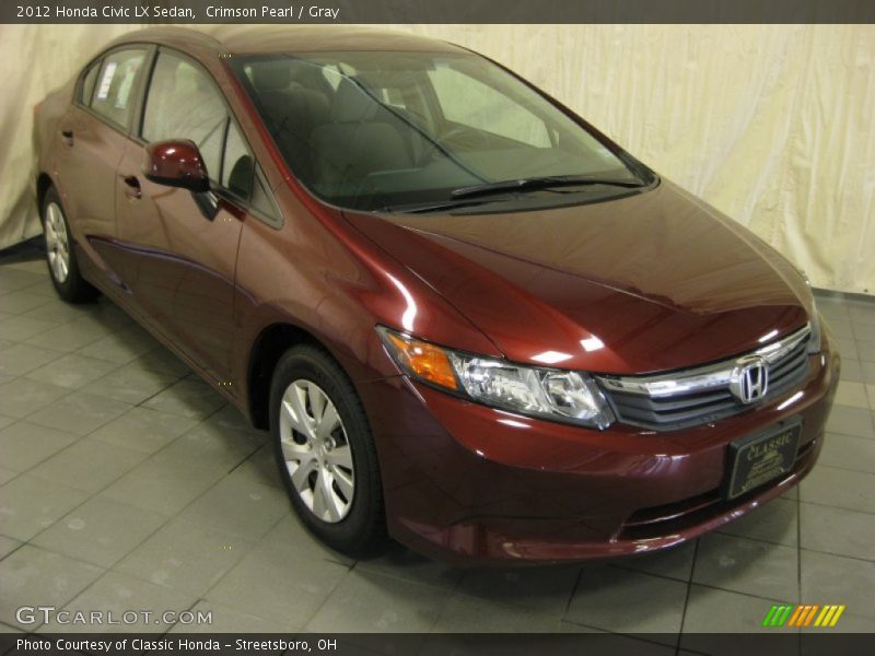 Crimson Pearl / Gray 2012 Honda Civic LX Sedan