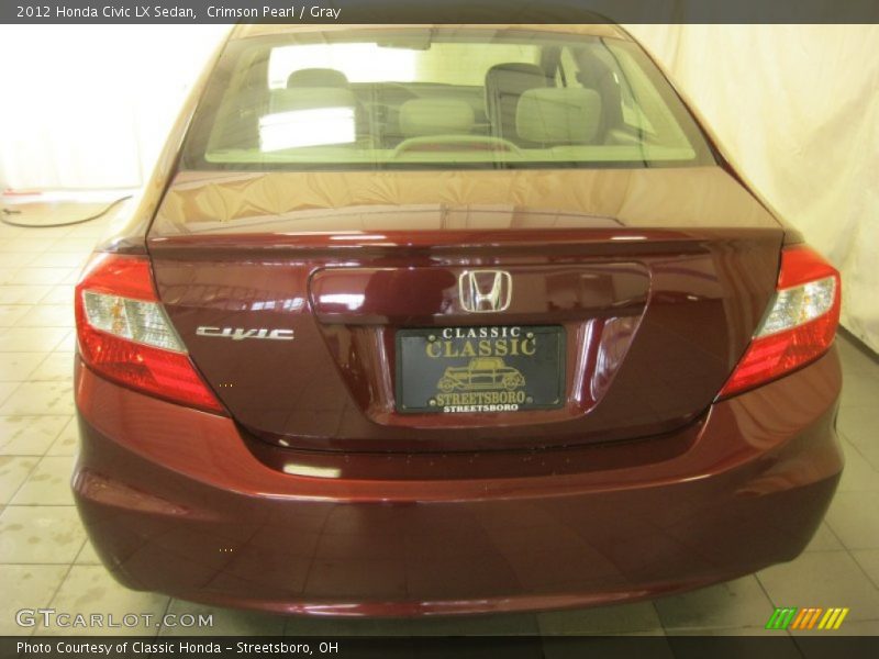Crimson Pearl / Gray 2012 Honda Civic LX Sedan