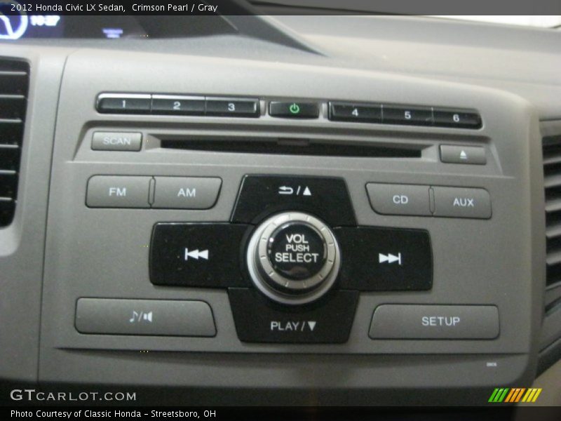 Crimson Pearl / Gray 2012 Honda Civic LX Sedan