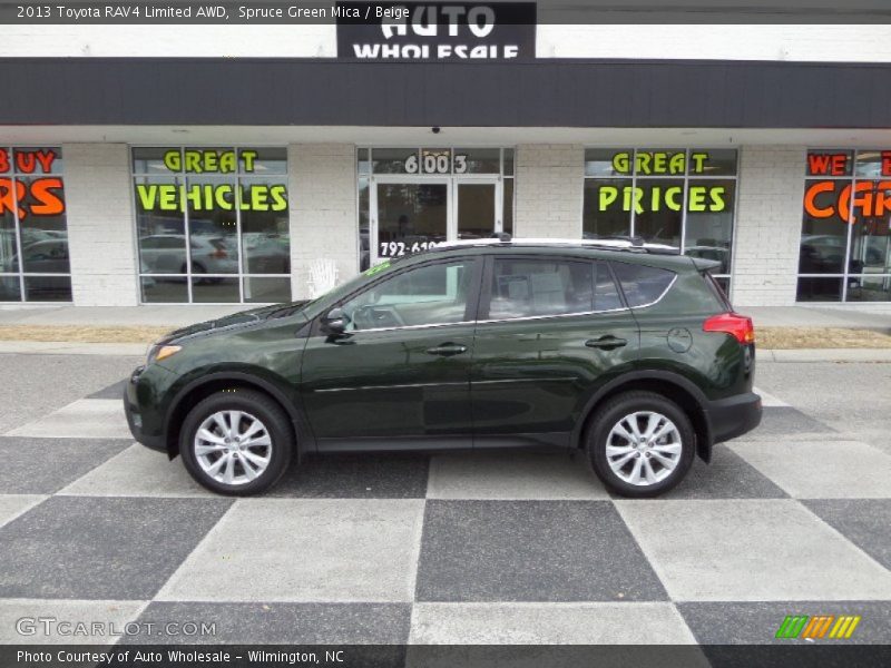 Spruce Green Mica / Beige 2013 Toyota RAV4 Limited AWD