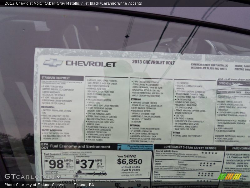  2013 Volt  Window Sticker