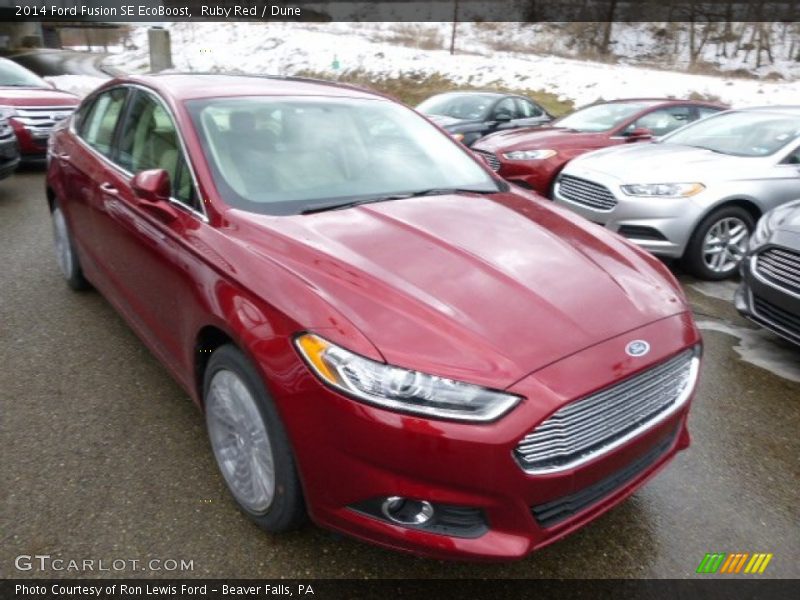 Ruby Red / Dune 2014 Ford Fusion SE EcoBoost