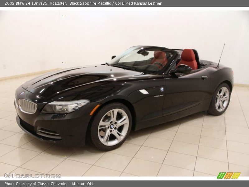 Black Sapphire Metallic / Coral Red Kansas Leather 2009 BMW Z4 sDrive35i Roadster
