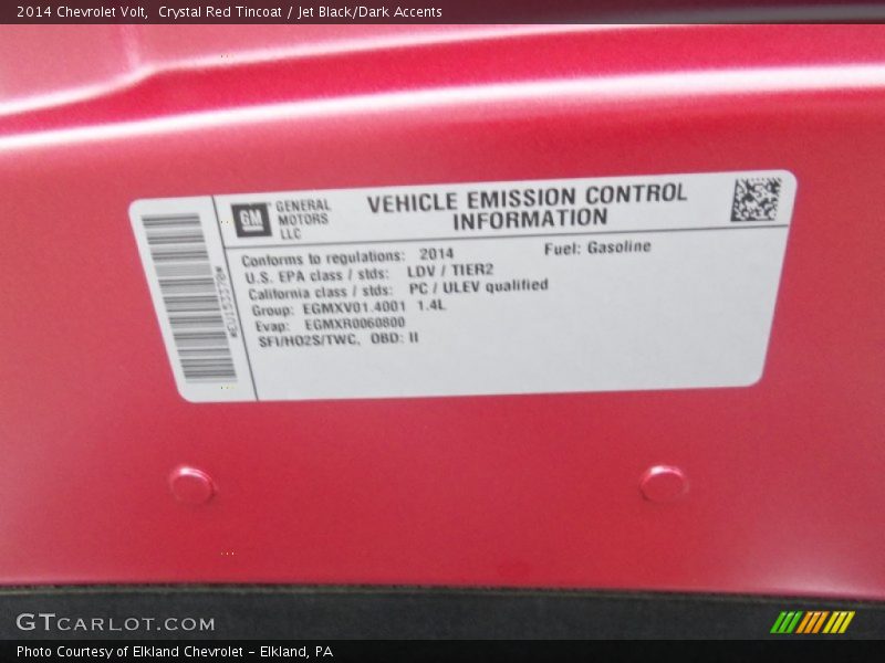 Crystal Red Tincoat / Jet Black/Dark Accents 2014 Chevrolet Volt