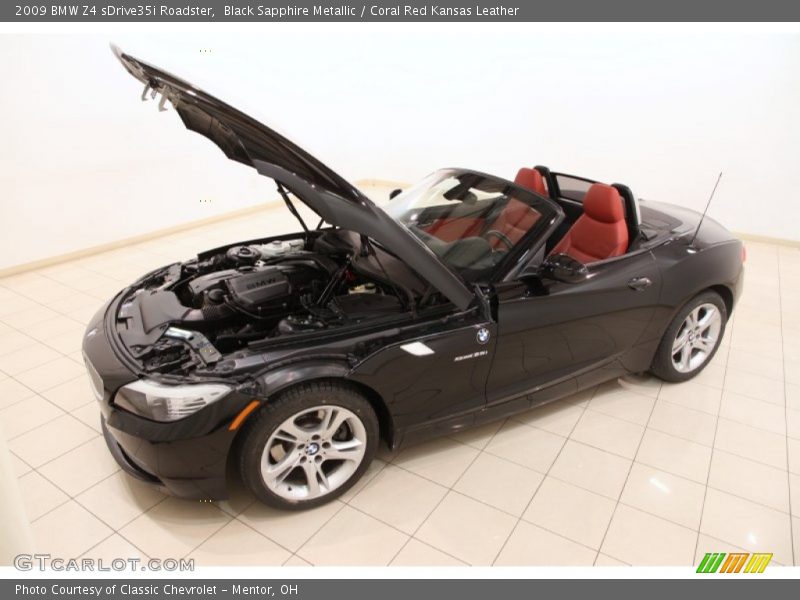 Black Sapphire Metallic / Coral Red Kansas Leather 2009 BMW Z4 sDrive35i Roadster