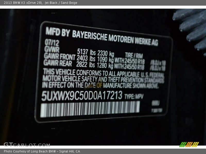 Jet Black / Sand Beige 2013 BMW X3 xDrive 28i