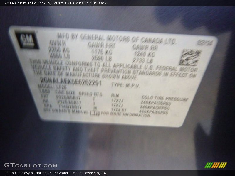 Atlantis Blue Metallic / Jet Black 2014 Chevrolet Equinox LS