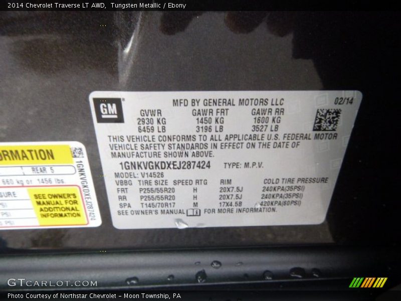 Tungsten Metallic / Ebony 2014 Chevrolet Traverse LT AWD
