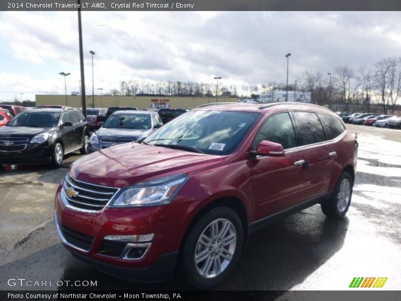 Crystal Red Tintcoat / Ebony 2014 Chevrolet Traverse LT AWD