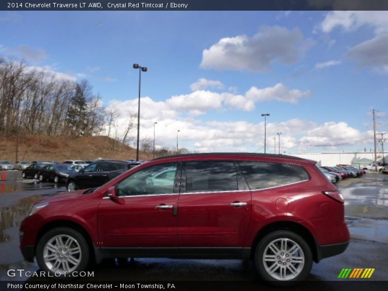 Crystal Red Tintcoat / Ebony 2014 Chevrolet Traverse LT AWD