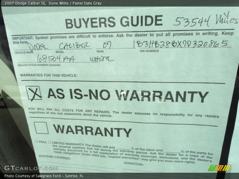 Stone White / Pastel Slate Gray 2007 Dodge Caliber SE