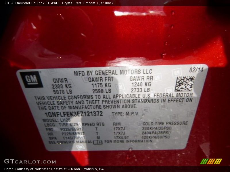 Crystal Red Tintcoat / Jet Black 2014 Chevrolet Equinox LT AWD