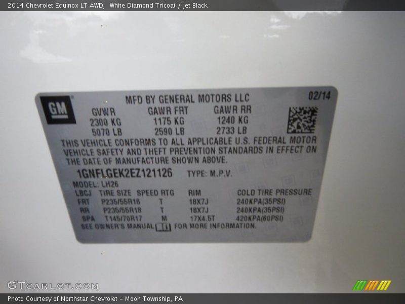 White Diamond Tricoat / Jet Black 2014 Chevrolet Equinox LT AWD