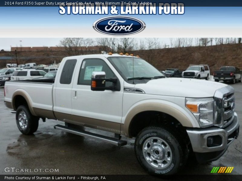 White Platinum Tri-Coat / Adobe 2014 Ford F350 Super Duty Lariat SuperCab 4x4