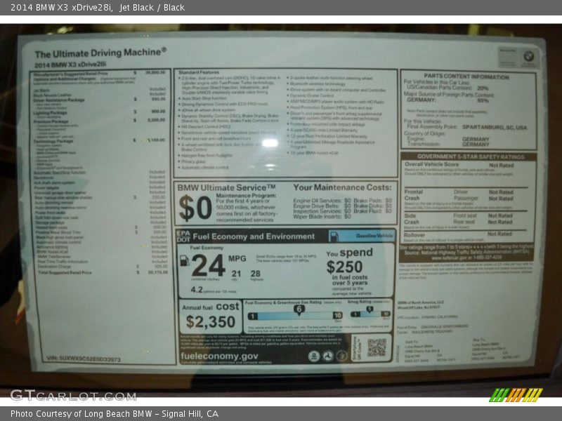Jet Black / Black 2014 BMW X3 xDrive28i
