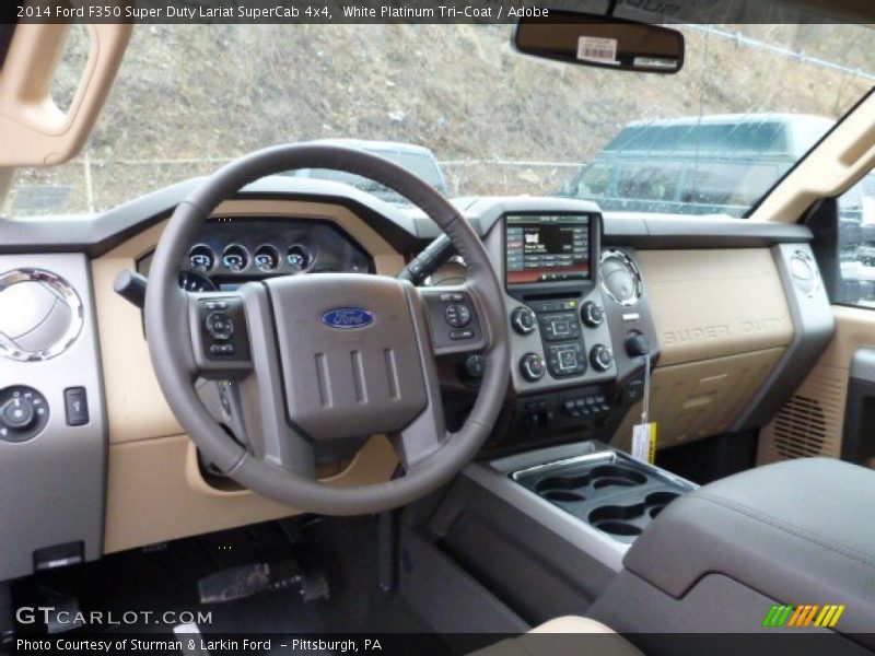 White Platinum Tri-Coat / Adobe 2014 Ford F350 Super Duty Lariat SuperCab 4x4