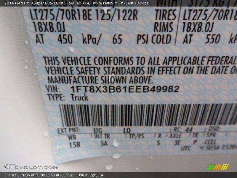 White Platinum Tri-Coat / Adobe 2014 Ford F350 Super Duty Lariat SuperCab 4x4