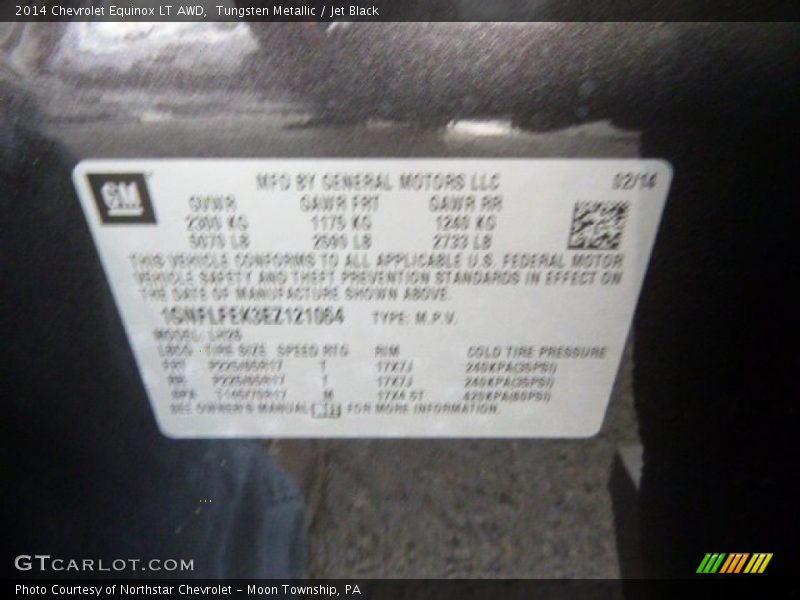 Tungsten Metallic / Jet Black 2014 Chevrolet Equinox LT AWD