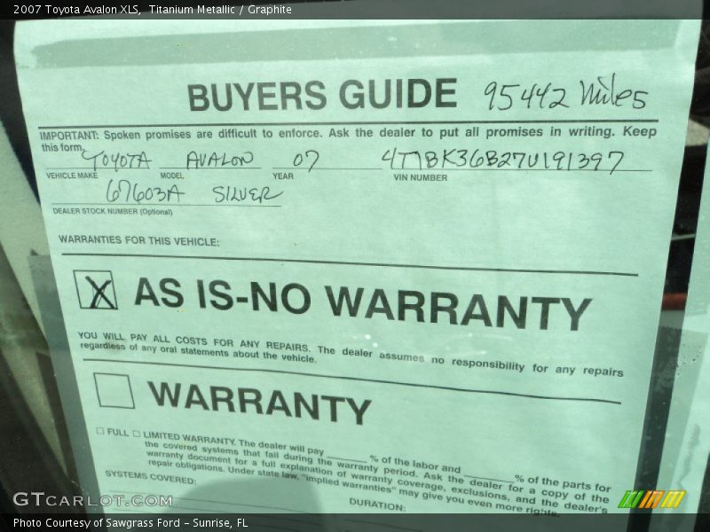 Titanium Metallic / Graphite 2007 Toyota Avalon XLS