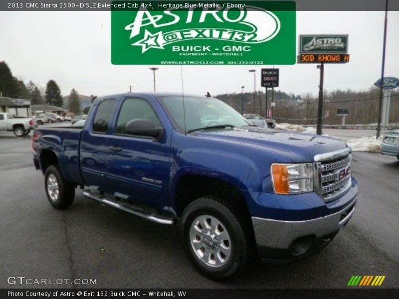 Heritage Blue Metallic / Ebony 2013 GMC Sierra 2500HD SLE Extended Cab 4x4