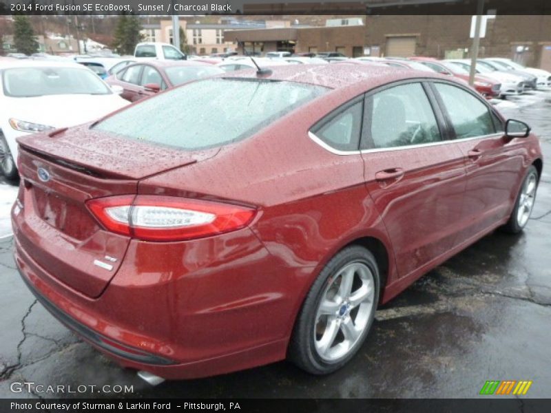 Sunset / Charcoal Black 2014 Ford Fusion SE EcoBoost