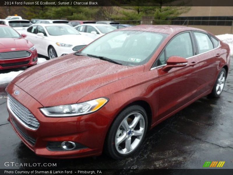Sunset / Charcoal Black 2014 Ford Fusion SE EcoBoost