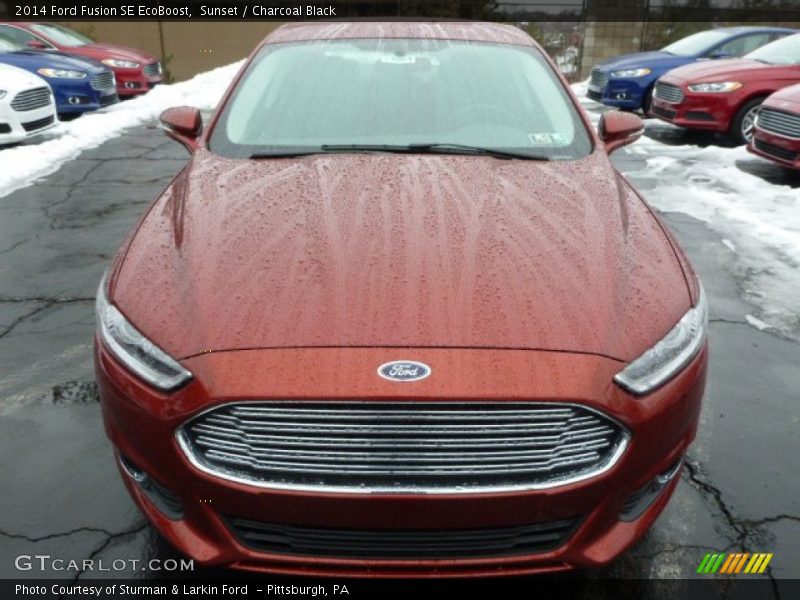 Sunset / Charcoal Black 2014 Ford Fusion SE EcoBoost