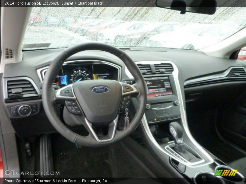 Sunset / Charcoal Black 2014 Ford Fusion SE EcoBoost