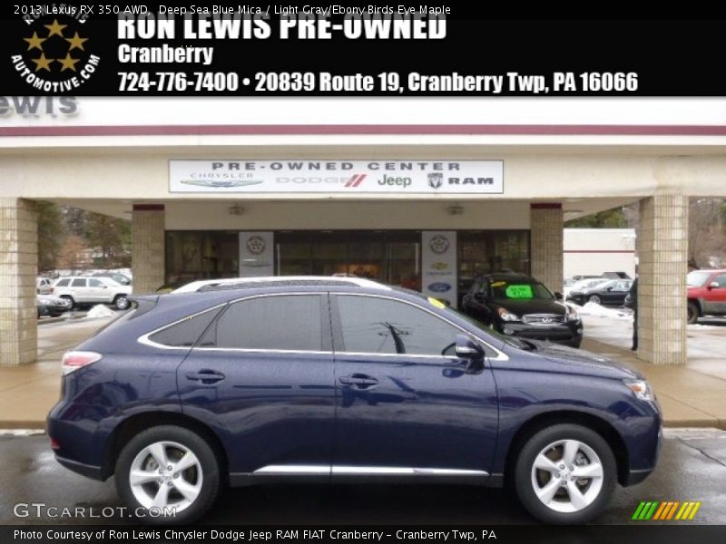 Deep Sea Blue Mica / Light Gray/Ebony Birds Eye Maple 2013 Lexus RX 350 AWD