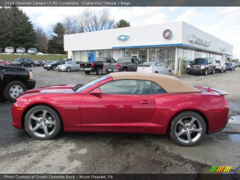 Crystal Red Tintcoat / Beige 2014 Chevrolet Camaro LT/RS Convertible