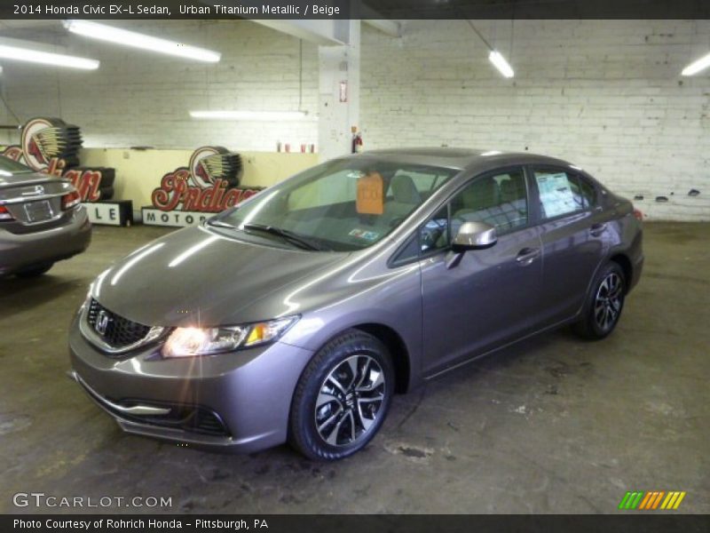 Urban Titanium Metallic / Beige 2014 Honda Civic EX-L Sedan