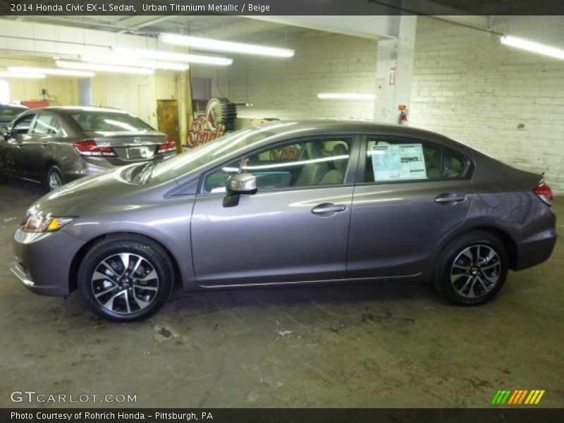 Urban Titanium Metallic / Beige 2014 Honda Civic EX-L Sedan