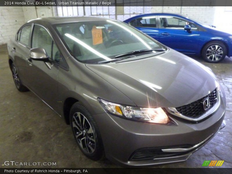 Urban Titanium Metallic / Beige 2014 Honda Civic EX-L Sedan