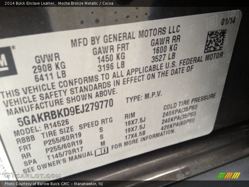 Mocha Bronze Metallic / Cocoa 2014 Buick Enclave Leather