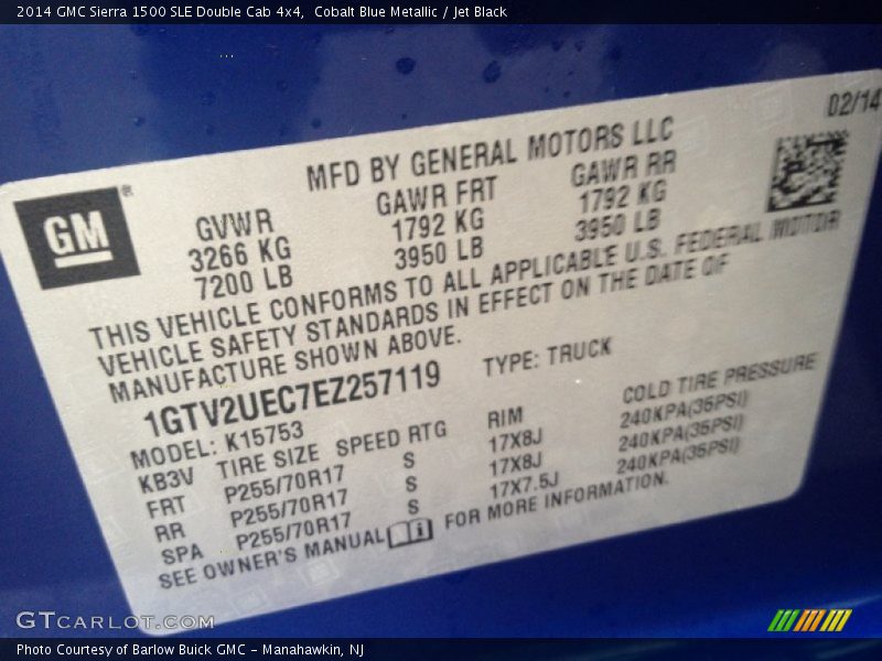 Cobalt Blue Metallic / Jet Black 2014 GMC Sierra 1500 SLE Double Cab 4x4