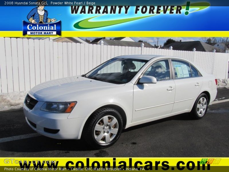 Powder White Pearl / Beige 2008 Hyundai Sonata GLS