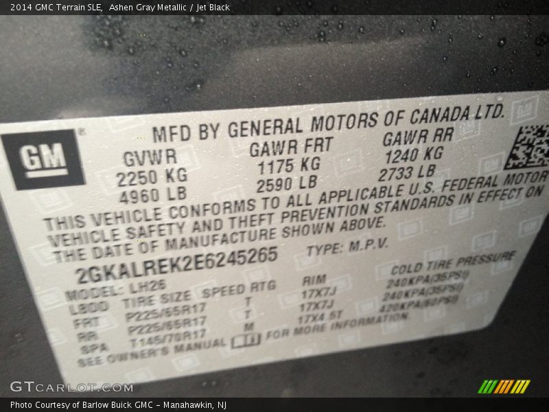 Ashen Gray Metallic / Jet Black 2014 GMC Terrain SLE