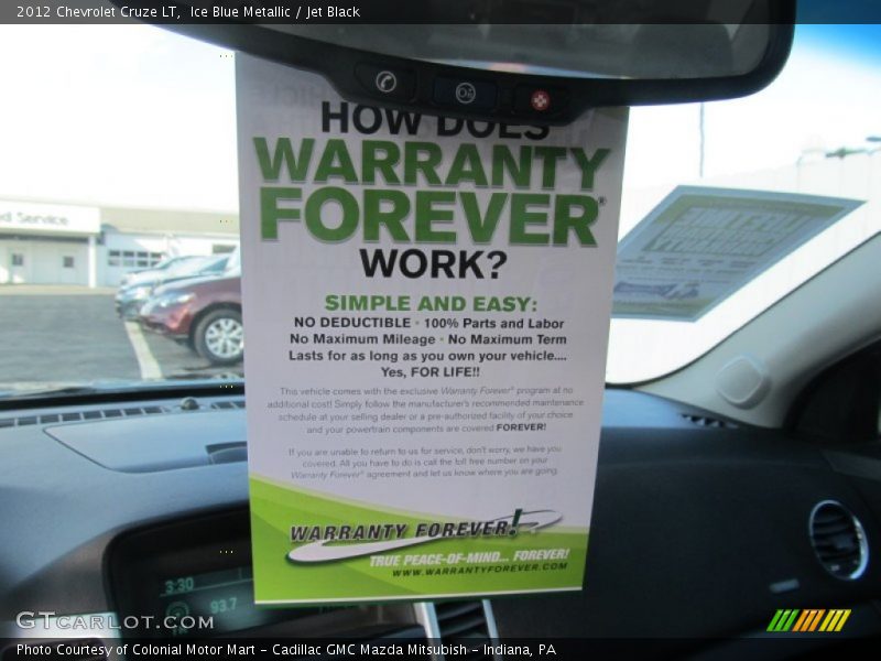 Ice Blue Metallic / Jet Black 2012 Chevrolet Cruze LT