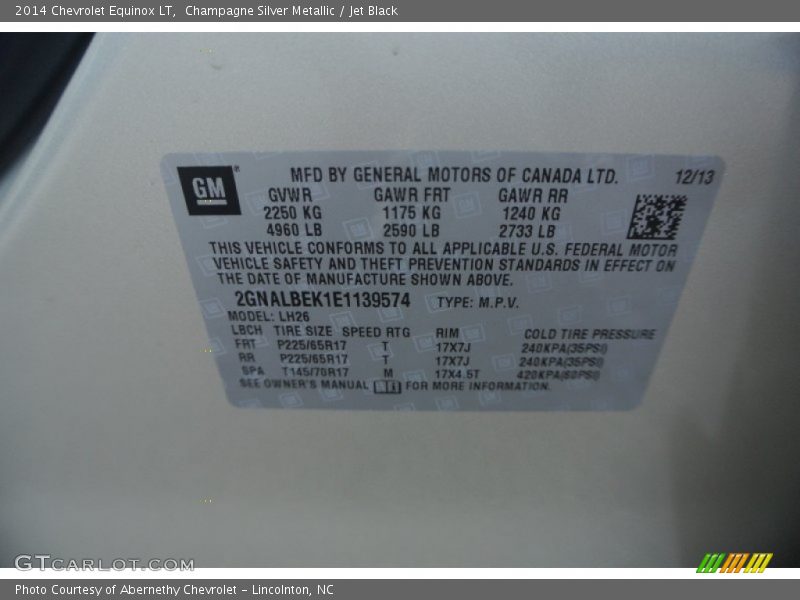 Champagne Silver Metallic / Jet Black 2014 Chevrolet Equinox LT