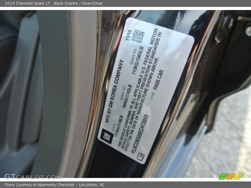Black Granite / Silver/Silver 2014 Chevrolet Spark LT
