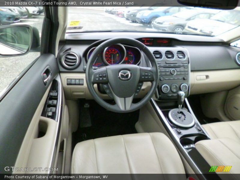 Crystal White Pearl Mica / Sand 2010 Mazda CX-7 s Grand Touring AWD