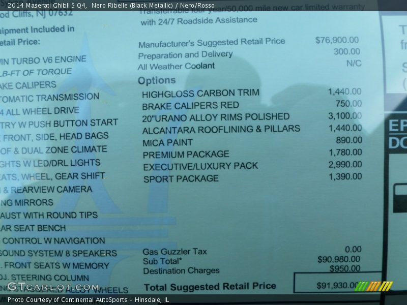 Nero Ribelle (Black Metallic) / Nero/Rosso 2014 Maserati Ghibli S Q4
