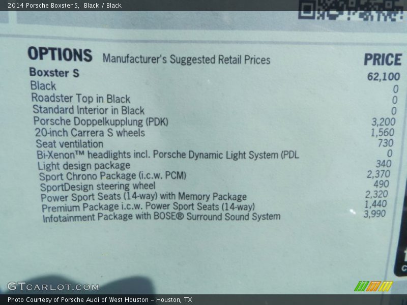 Black / Black 2014 Porsche Boxster S
