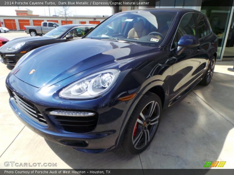 Dark Blue Metallic / Espresso/Cognac Natural Leather 2014 Porsche Cayenne Turbo