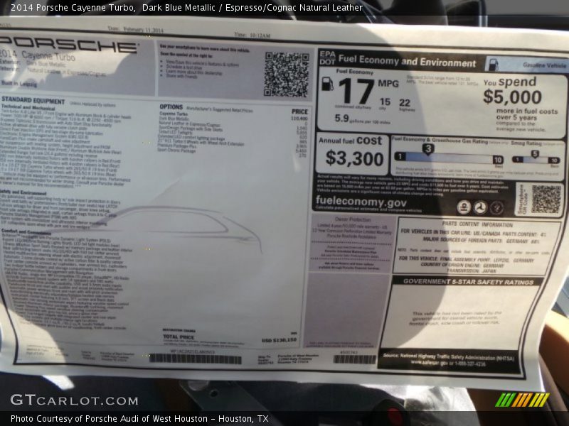  2014 Cayenne Turbo Window Sticker