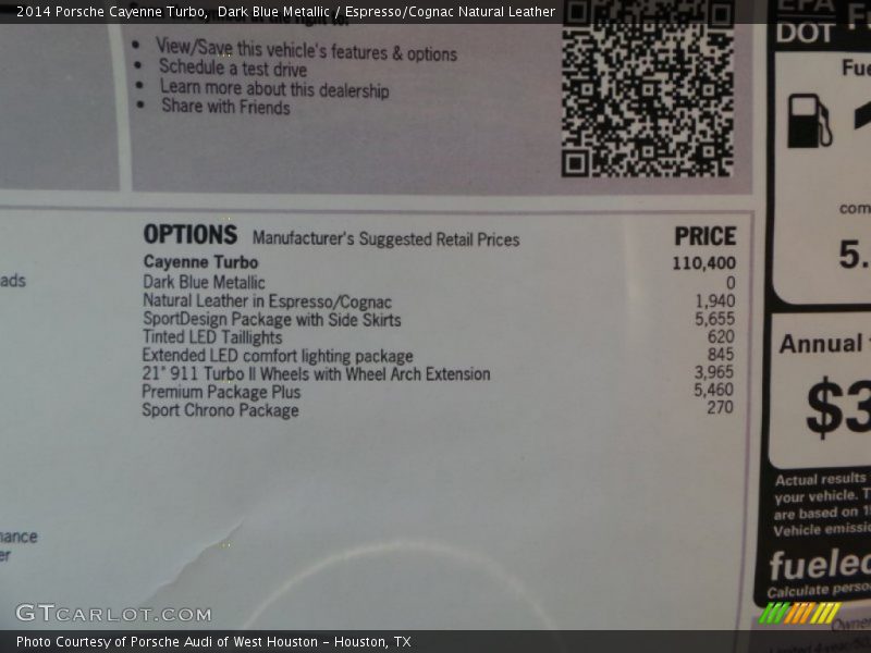  2014 Cayenne Turbo Window Sticker