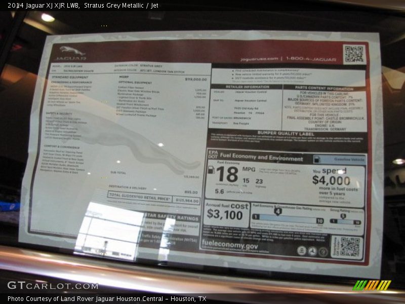 Stratus Grey Metallic / Jet 2014 Jaguar XJ XJR LWB
