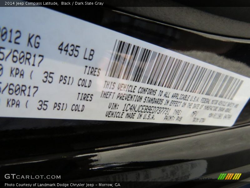 Black / Dark Slate Gray 2014 Jeep Compass Latitude